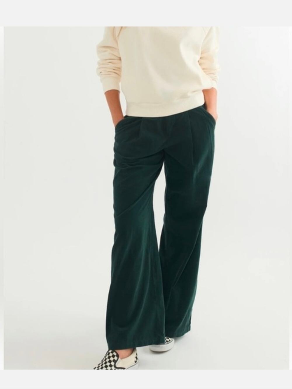 MARINE LAYER Flora Corduroy Wide Leg Trousers in Green Gables Size 2 NWT